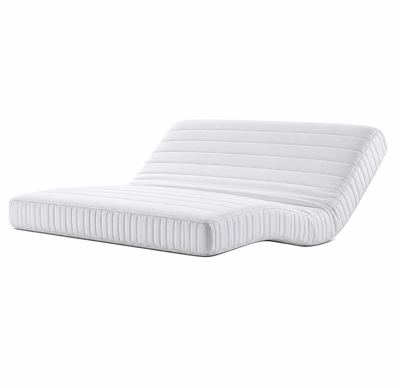 JH100 White side panel compatible mattress shown flexed; no built-in powered mechanism